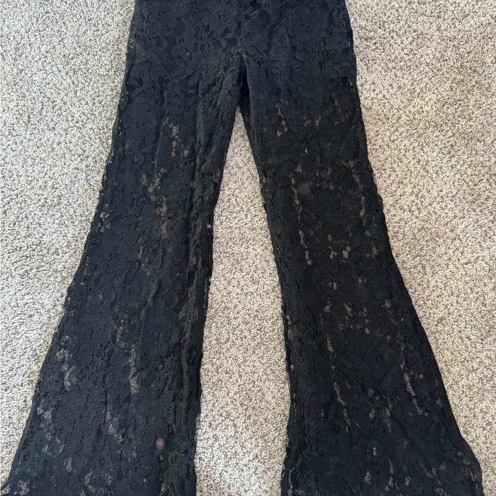 Black Lace Flared Pants